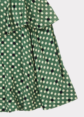 SWAN SKIRT - FOREST GREEN POLKA DOT