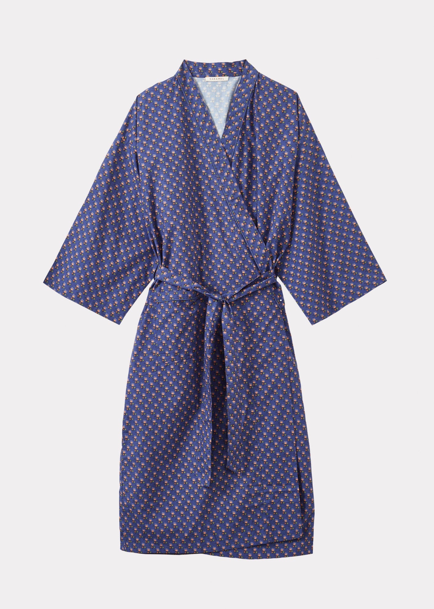 WOMEN'S NIGHT ROBE - NAVY POSY PRINT